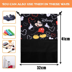 Heart Home Disney Mickey Shoe Cover | Travel Shoe Storage Bags | Polyester Storage Bag | Drawstring Shoe Cover | Shoe Organizer with Clear window | Pack of 6 | Black