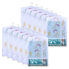 Heart Home Hanging Saree Cover | Brush Painting Pattern Saree Cover | Non-Woven Saree Covers for Home | Saree Cover with Small Transparent view | Pack of 12 | Yellow