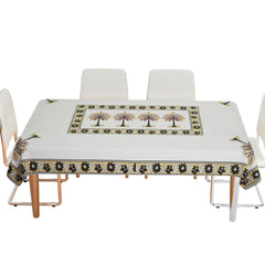 Heart Home Dining Table Cover | Tabletop Cover | Table Buffet Cover | Table Linen Cover | 6-Seater Table Cloth | Table Cloth Cover | Brown Tree | DTC | 60x90 Inch | White