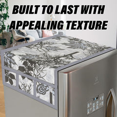 Kuber Industries Fridge Top Cover | Fridge Top Cover with Pockets | Refrigerator Top Cover for Kitchen | Fridge Top Cover with 6 Utility Pockets | Tree Kniting Fridge Cover | Gray