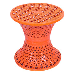 Kuber Industries Seating Stool | Plastic Mesh Damroo Stool | Both Sided Stool for Guestroom | Damroo Style Stool | Stool for Graden | Stool for Balcony | Red