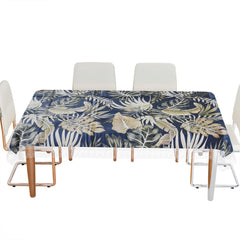 Heart Home Dining Table Cover | PVC Table Cloth Cover | 6 Seater Table Cloth | Green Leaf Table Cover | Table Protector | Table Cover for Dining Table | 60x90 Inch | DTC | Blue