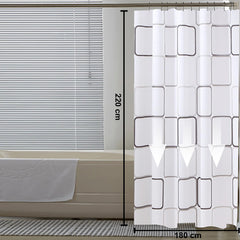 Kuber Industries 7 Feet PEVA Shower Curtain I Black and White Checked Print I 180 X 220cm I 12 Pcs Hooks Included I Quick Dry I Waterproof I Easy-Slide Curtains I Bath Decor I Multicolour