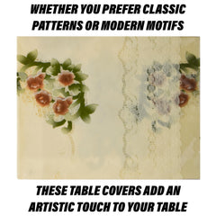 Heart Home Dining Table Cover | PVC Table Cloth Cover | 6 Seater Table Cloth | Flower Almond Table Cover | Table Protector | Table Cover for Dining Table | 60x90 Inch | Cream