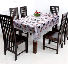 Kuber Industries 60"x 90" Flower Printed PVC Waterproof, Oil Proof, Spill Proof, Wipe Clean 6 Seater Dining Table Cover (Wine & Grey)