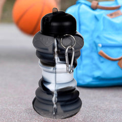 Heart Home Water Bottle | Silicone School Water Bottle | Expandable Water Bottle | Flip Cap Water Bottle | Gym Water Bottle | Sports Water Bottle | 600 ML | Black