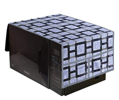 Kuber Industries Checkered Design PVC Microwave Oven Top Cover 23 Liter with Utility 4 Pockets (Grey) - CTKTC040697