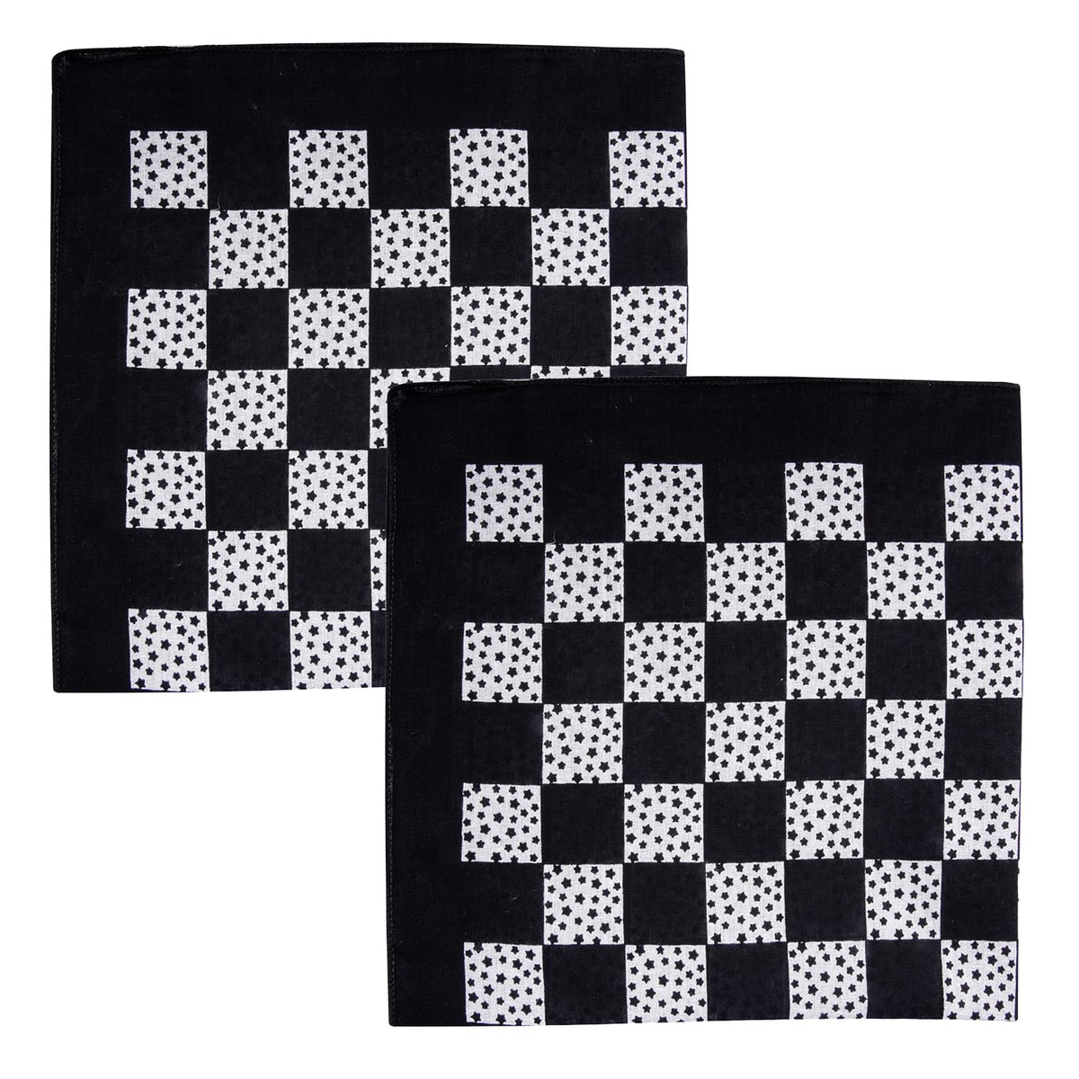 Kuber Industries Handkerchief | Premium Cotton Fabric | Women's Handkerchief | Ladies Rumal | Women's Hankies | Hankies for Girls | Check Print Hanky | 2 Piece Set | Extra Large | Black