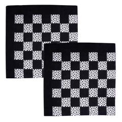 Kuber Industries Handkerchief | Premium Cotton Fabric | Women's Handkerchief | Ladies Rumal | Women's Hankies | Hankies for Girls | Check Print Hanky | 2 Piece Set | Extra Large | Black