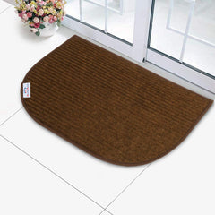 Heart Home D Shape Strips Design Microfiber Non-Slip Door Mat for Outdoor, Indoor 21 in. x 13 in. (Brown)