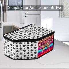 Heart Home Blouse Cover | Clothes Storage Bag | Zipper Wardrobe Organizers | Non-Woven Clothes Organiser | Side Transparent Blouse Organizer | Dot-Design | Pack of 12 | Black