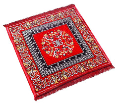 Heart Home Velvet Prayer Mat/Aasan/Pooja Mat/Meditation Mat/Multipurpose Velvet Rug Mat 2 Ft X 2 Ft (Red) CTHH05724