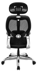 Kuber Industries Ergonomic Office Chairs for Work From Home | Comes with Manual Height Adjustable, Armrest, Headrest & 2D Lumbar Support | Comfy Study Chair for Students with Wheels | Black