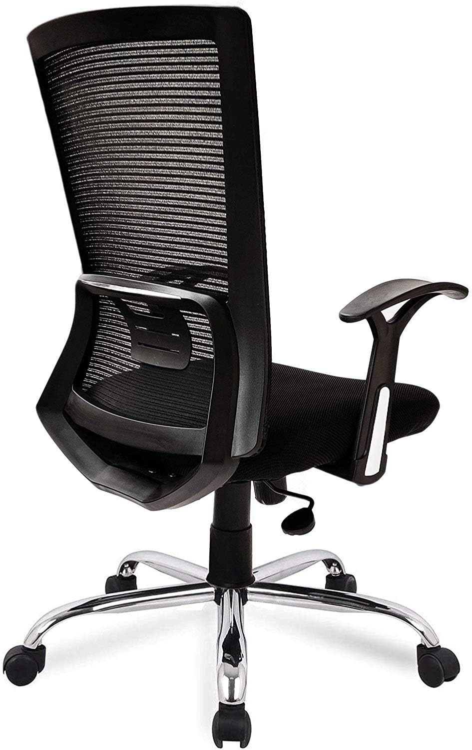 Kuber Industries Ergonomic Revolving Office Chairs for Work From Home | Comes with Manual Height Adjustable & Armrest Support | Comfy Study Chair for Students with Wheels | Black