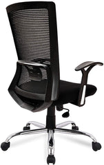 Kuber Industries Ergonomic Office Chairs for Work From Home | Comes with Manual Height Adjustable, Armrest & 2D Lumbar Support | Comfy Study Chair for Students with Wheels | Black