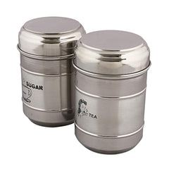 Heart Home Stainless Steel 2 Pieces Sugar Tea Container Set (Silver) - CTHH010306