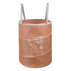 Heart Home Laundry Basket | Round Foldable Laundry Basket | Jute Storage Bag with Button Handles | Clothes Basket for Home | Toy Storage Basket | 45 LTR | Peach