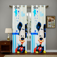 Kuber Industries Disney Mickey Printed 7 Feet Door Curtain for Living Room, Bed Room, Kids Room with 8 Eyelet- Pack of 2 (Cream)-HS43KUBMART25603, Standard