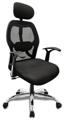 Heart Home Ergonomic Office Chairs for Work from Home | Comes with Manual Height Adjustable, Armrest, Headrest & 2D Lumbar Support | Comfy Study Chair for Students with Wheels | Black