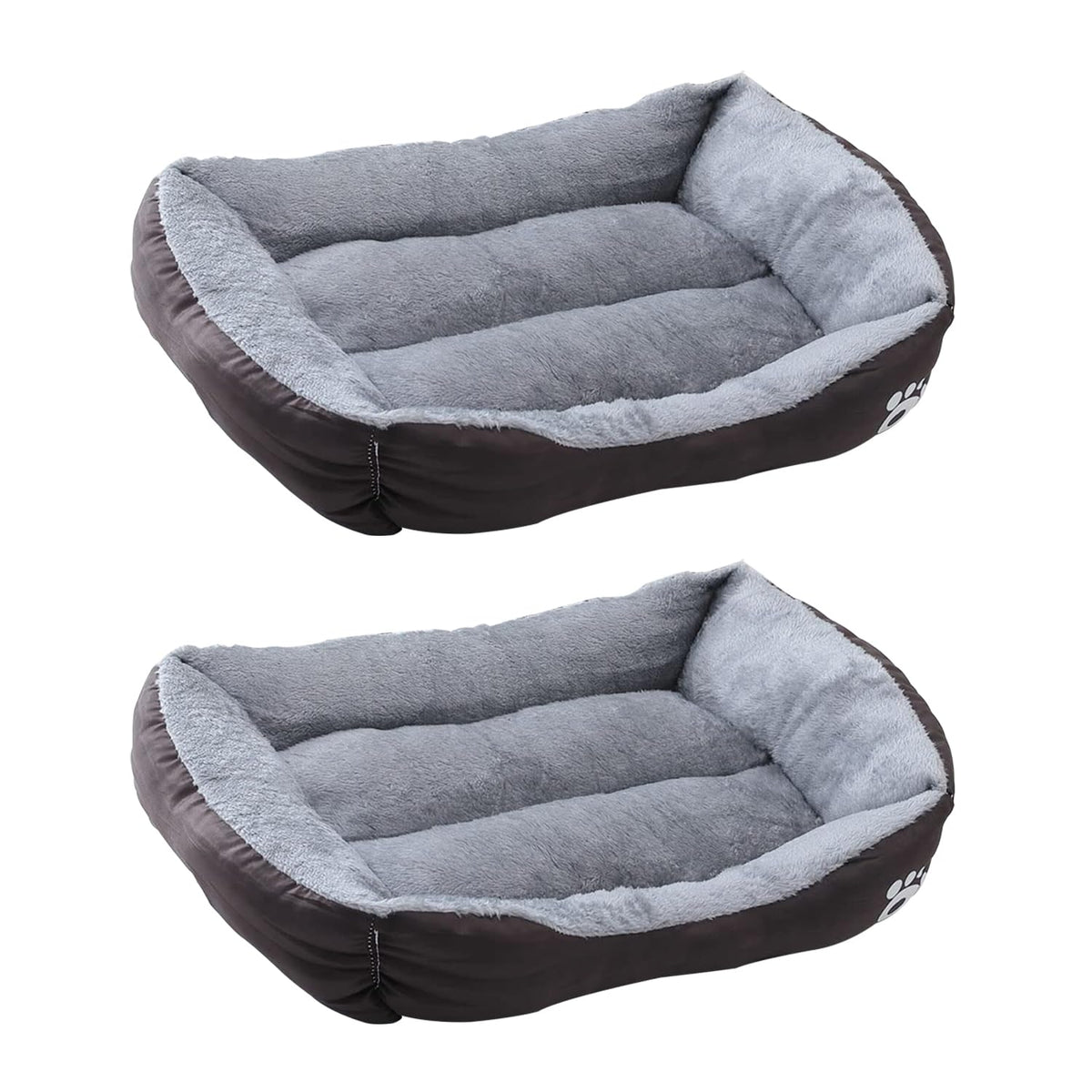 Kuber Industries Dog & Cat Bed|Polyester Face with Cotton & Polyester Filling|Comfortable and Durable|Rectangle Pet Bed for Enhanced Stretching Space|Machine Wash|QY036BR-M|Brown (Pack of 2)