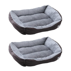 Kuber Industries Dog & Cat Bed|Polyester Face with Cotton & Polyester Filling|Comfortable and Durable|Rectangle Pet Bed for Enhanced Stretching Space|Machine Wash|QY036BR-L|Brown (Pack of 2)