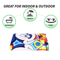 Kuber Industries Disney Summer Mickey Kids Bath Towel|Soft Cotton Towel for Kids|Sides Stitched Baby Towel|400 GSM Toddler Bath Towel|24x48 Inch|Pack of 2 (Multi)