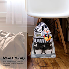 Heart Home Disney Mickey Shoe Cover | Travel Shoe Storage Bags | Polyester Storage Bag | Drawstring Shoe Cover | Shoe Organizer with Clear window | Pack of 12 | Gray