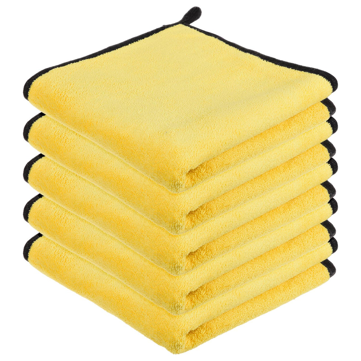 Kuber Industries Cleaning Towel | Reusable Cleaning Cloths for Kitchen | Duster Towel for Home Cleaning | 400 GSM Cleaning Cloth Towel with Hanging Loop | 40x60 | Pack of 5 | Yellow