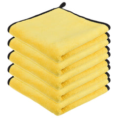 Kuber Industries Cleaning Towel | Reusable Cleaning Cloths for Kitchen | Duster Towel for Home Cleaning | 400 GSM Cleaning Cloth Towel with Hanging Loop | 40x60 | Pack of 5 | Yellow