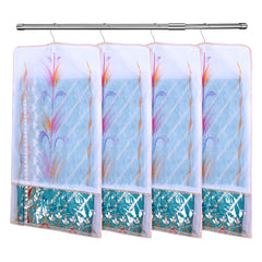 Heart Home Hanging Saree Cover | Brush Painting Pattern Saree Cover | Non-Woven Saree Covers for Home | Saree Cover with Small Transparent view | Pack of 6 | Orange