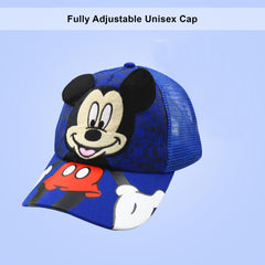 Kuber Industries Pack of 5 Mickey Mouse Cap | Adjustable Cap for Boys and Girls | Cartoon Character Printed Little Cap for Kids | Cap for 7-12 Year Old Baby Girls and Boys | QI0102-B | Blue