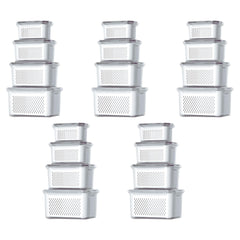 Kuber Industries 20 Pcs Food Containers | Storage Box for Fridge | Vegetable Fruit Boxes | Refrigerator Storage Box | Containers With Lid | Handheld Strainer Basket | HXP00740 | Transparent|Pack of 5
