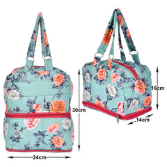 Kuber Industries Flower Printed Everday Use Women Bag For Travel: Shopping: School: Work (Green)-45KM014