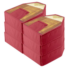 Kuber Industries Blouse Cover | Clothes Storage Bag | Zipper Wardrobe Organizers | Clothes Organiser with Attached Pocket | Non-Woven Front Transparent Blouse Cover | Pack of 6 | Maroon