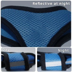 Kuber Industries Reflective Dog Harness with Adjustable Leash|Breathable Polyester Mesh Fabric with Top Carry Handle|Large Size|HAT-818|Comfortable No-Pull Grip|Quick Release Buckles|Blue (Pack of 3)