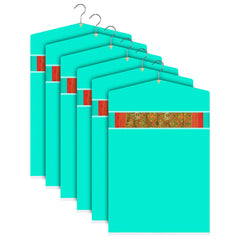 Heart Home Hanging Saree Cover | Non-Woven Plain Hanging Saree Bag | Clothes Saree Stoarge Organizer | Small Transparent View Hanging Saree Cover | Pack of 6 | Green