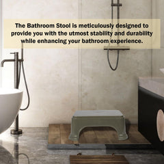 Heart Home Bathroom Stool | Bathroom Plain Square Stool | Plastic Stool For Bathroom | Stool for Kitchen | Bathroom Patla | Support Stool for Bathroom | P6 | Pack of 3 | Gray