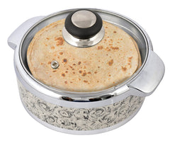 Heart Home Designer BPA Free Food Grade Inner Stainless Steel Casserole Keeps Chapati, Food, Curry With Lid, 1500ml- Pack of 2 (Brown)-HS42KUBMART25016