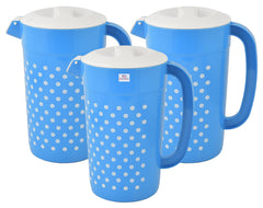 Heart Home Dot Printed Unbreakable Multipurpose Plastic Water Jug/Pitcher with Lid, 2.4 LTR. - Pack of 2 (Blue)-HS42KUBMART25223
