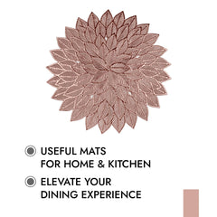Heart Home Placemat | Placemats for Dining Room | Designer Table Mat Set | Placemats for Kitchen Table | Side Table Placemats | Round Flower Placemat | 4 Piece Set | Copper