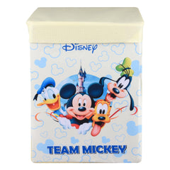 Kuber Industries Disney Team Toy Storage Box | Laundry Basket for Toys | Folding Laundry Basket | Clothes Hamper with Lid & Handles | Storage Basket for Bathroom | 60 LTR | Cream
