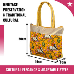 Heart Home Hand Purse|Traditional Mini Hand Bag|Silk Wallet Hand Bag|Shagun Hand Purse|Woman Tote Hand Bag|Gifts Hand Bag|Cow-Small Hand Purse|Pack of 2|Yellow