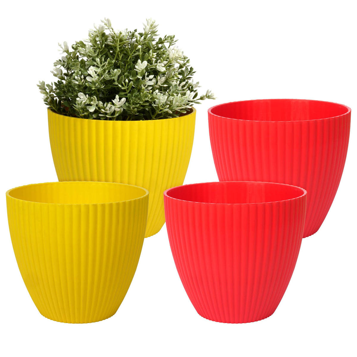 Heart Home Flower Pot | Flower Planter Pots for Indoor | Flower Pots for Outdoor | Pot for Garden & Balcony Flowering | Flower Plants Pot | Mega Flower Pot | 6 Inch | Pack of 4 | Multi