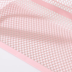 Heart Home Metal Mesh Basket for Storage with wooden handle | 280 gm | Fruit basket for kitchen | Kitchen Organizer | Baskets for organizing home & kitchen | Multipurpose | Pink