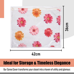 Heart Home Saree Cover | Clothes Storage Bag | Single Packing Saree with Zip Closure | Wardrobe Organizer | Cloth Stoarge Organizer | Flower Design | Pack of 6 | Assorted