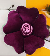 Heart Home Rose Flower Shaped Pair Cushion|Soft & Decorative Cushions for Living Room Bed,Sofa,Seating Area,16 Inch,Pack of 2 (Purple)