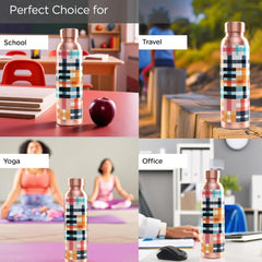 Homestic 950ml Copper Water Bottle - Eco-Friendly & Leakproof Detox Tamaba Bottle for Office/Gym/Yoga/College, Men & Women-Colorful