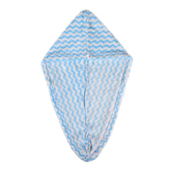 Heart Home Hair Wrapper | Hair-Drying Towel | Hair Bathrobe for Women & Girls | Hair Dry Cap Bath Towel | Microfiber Hair Turban Towel | Quick Absorbent Hair Towel | Zig Zag | Sky Blue