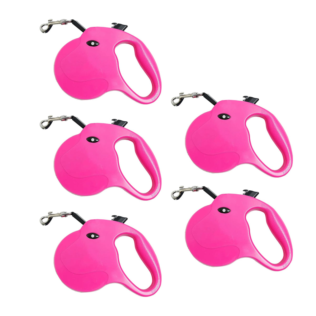 Kuber Industries Retractable Dog Leash|One Button Break with Safety Lock|Automatic & Non-Slip Handle|WINDOG-1092|Soft Padded Handle for Comfort Grip|Pet Training & Walking Accessory| Red (Pack of 5)