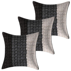 Kuber Industries Checkered 3 Piece Cotton Cushion Cover - 17"x17", Grey